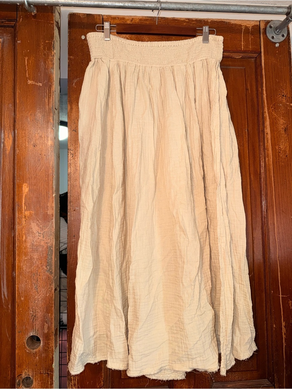 aerie Cream Smocked Waist Maxi Coverup